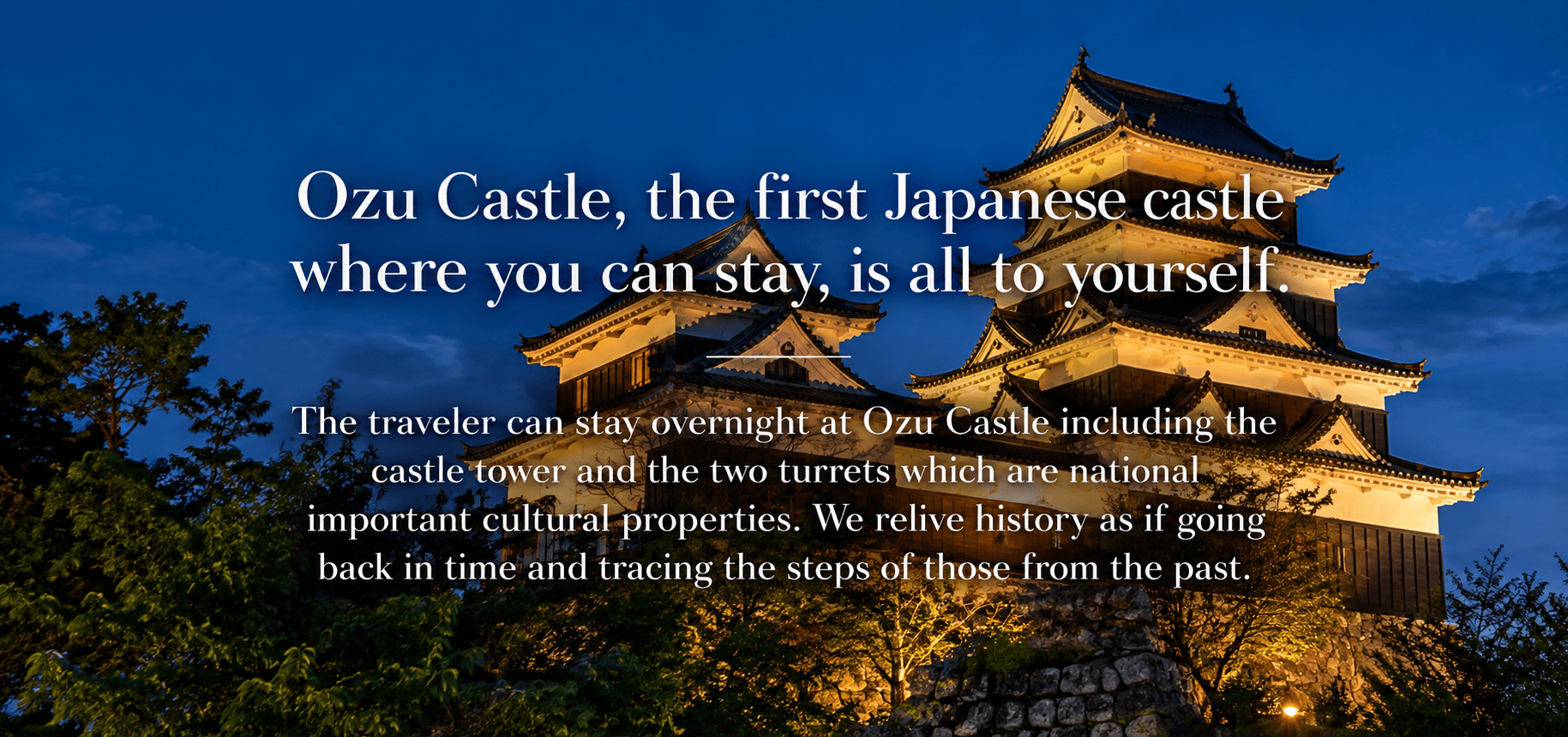 Ozu Castle Stay welcome and castle keep exterior